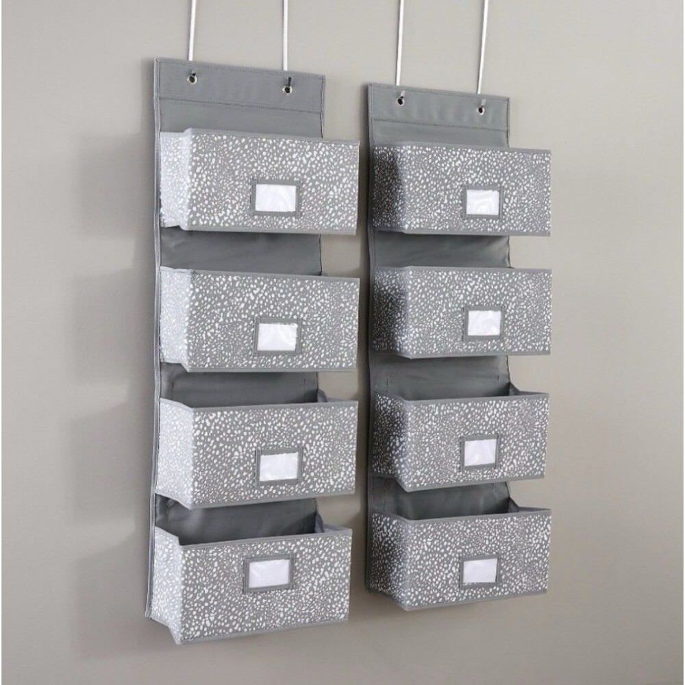 Cella set of 2 Over the Door 4-Pocket Organize - Glacier Leopard